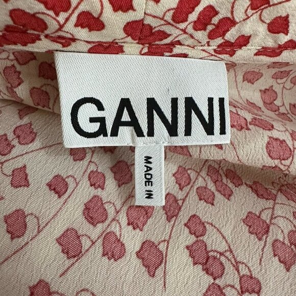 GANNI Goldstone Printed Crepe Wrap Dress 34 - Picture 5 of 6